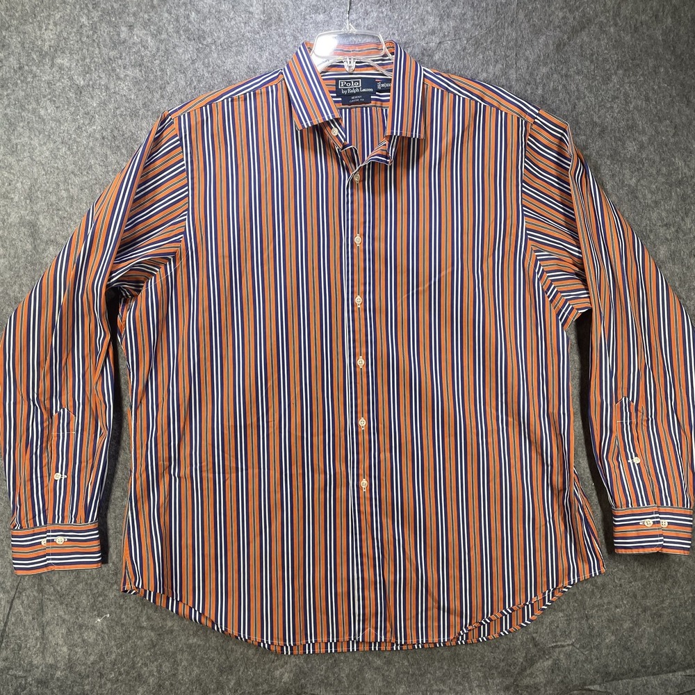 Polo Ralph Lauren Shirt Mens Sz 18 2XL Striped Regent Classic Fit Long Sleeve